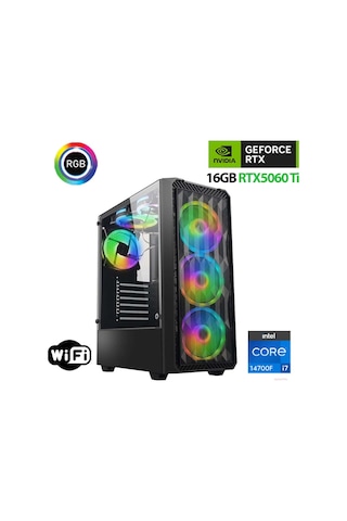 Xaser Thunder X750 00306 i7 14700f 32 GB 1 TB SSD 16 GB RTX5060 Ti Free Dos Masaüstü Oyuncu Bilgisayarı