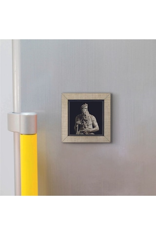 Musa'nın Hükmü Heykeli Heykeltıraş: Michelangelo Baskılı Mdf Magnet 7x7 342