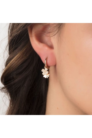 Sembol Gold Yonca Altın Küpe 14 Ayar Rose Gold
