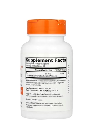 Doctor's Best High Absorption Zinc Bisglycinate 50 Mg 90 Veggie Caps