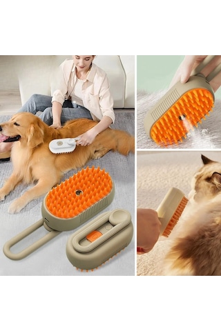 Biishe Saplı Su Püskürtmeli Kedi Köpek Fırçası Masaj Etkili Tüy Toplama Tarağı