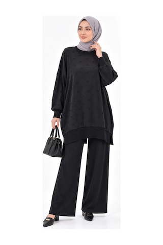 Nuss 3043 İpek Kupra Vegan Tunik Siyah