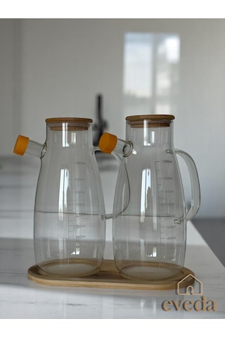 Eveda Yağdanlık İkili 1 Litre Şeffaf