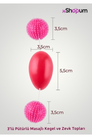 xShopum 3\'lü Pütürlü Masajlı Kegel Ve Zevk Topları