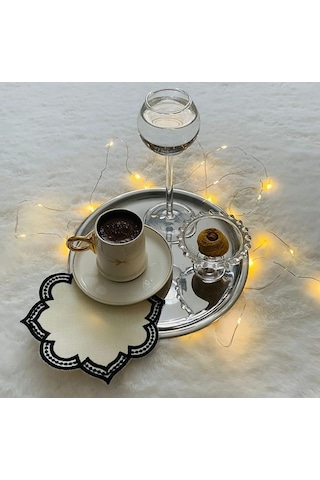 Bimote Gümüş Paslanmaz Çelik Sunum Servis Tepsisi 6'lı 21.5 CM