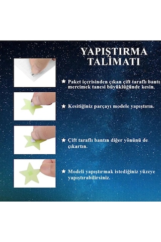 Mucit Home Güneş Ay Figürlü Renkli Yıldızlı Fosforlu Duvar Süsü Gece Parlayan Fosfor