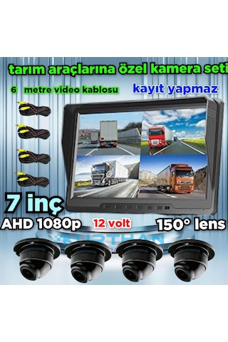 Kayıtsız 7 İnç Monitör Ve 4 Adet Ahd 1080p Go-1058 Kamera 12 V
