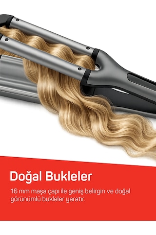 Arzum AR5079 Trendcare Seramik Saç Maşası 16 mm, 9 Kademeli Isı Ayarlı Wag Maşa, Antrasit