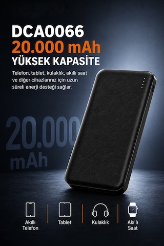 Tb20 20.000mah Led Işıklı Powerbank Siyah