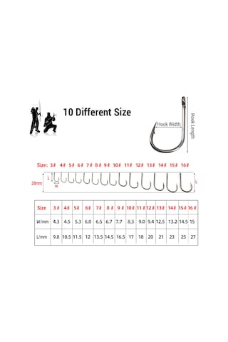 Kosona 7 Numara 100 Adet Yüksek Karbon Çelik Işını Kanca, Dairesel Uçlu, Dikişli, Dayanıklı, Deniz/nehir/baraj İçin