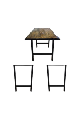 Bin1Fırsatt Metal Ayak Ofis Bahçe İş Yeri Masif Ahşap Kütük Masa Ayağı 76 Cm