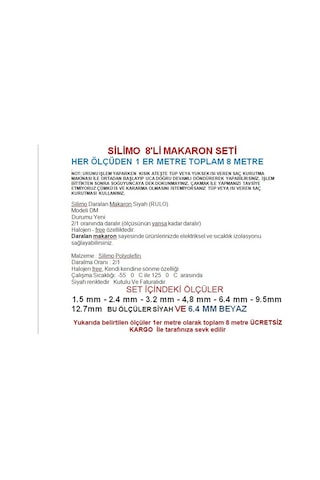 Isıyla Daralan Büzüşen Makaron Kablo Seti - 8 Çeşit 1 Er Metre