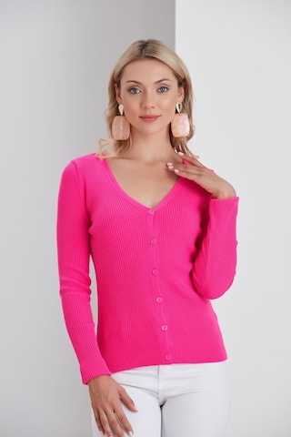 Sortie Collection İnce Fitilli Hırka Fuşya - Fuşya