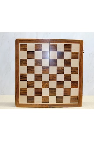 Özel Vernikli Mıknatıs Taşlı Ahşap Katlanabilir Kutulu Satranç Oyunu 30 Cm