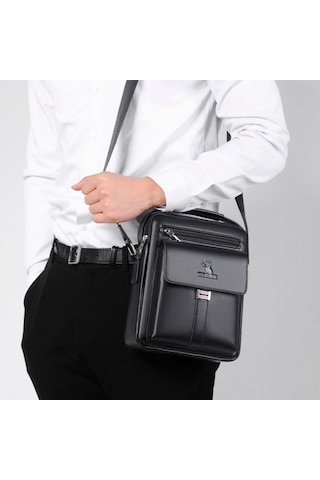 Weıxıer D244 Erkek Omuz Çantası Büyük Kapasiteli İş Retro Messenger Çanta Siyah