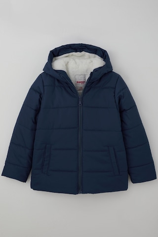 Kabancı Kız Çocuk Mont İç Kısmı Peluş Kapüşonlu Fermuarlı 6-9 Yaş , İndigo