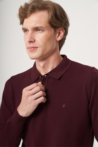 İmza Bordo Polo Yaka Uzun Kol Örme Comfort Fit Pamuklu Kazak 1012265007