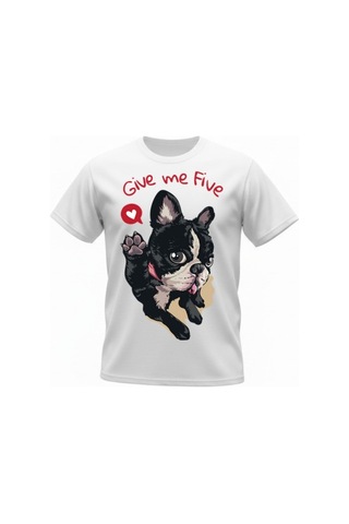 Urbantrendstore Unisex Pet Köpek Temalı Oversize Fit Rahat Geniş Salaş T-shirt Günlük Tişört Beyaz