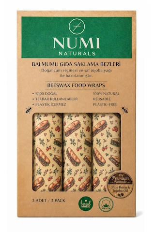 Balmumlu Sandviç Keseleri 3lü Set Yeniden Kullanılabilir, Doğal Kumaş, Çevre Dostu Çok Renkli