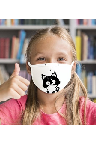 Yıkanabilir Beyaz Çocuk Maske-13