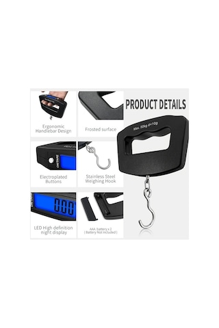 Trendooze Portatif El Tipi 23lb Siyah Dijital Bavul, 110 Kapasiteli Lcd Ekran Hediye Siyah