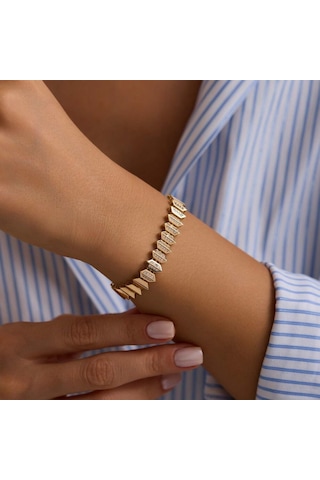 Sembolgold 14 Ayar Piramit Kordon Bileklik 10 Mm 19 Cm T14357 Renkli