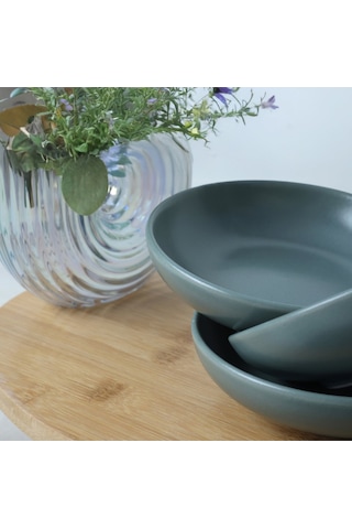 Keramika Mat Yeşil Halka Çerezlik/sosluk 13 Cm 6 Adet 322 Çok Renkli
