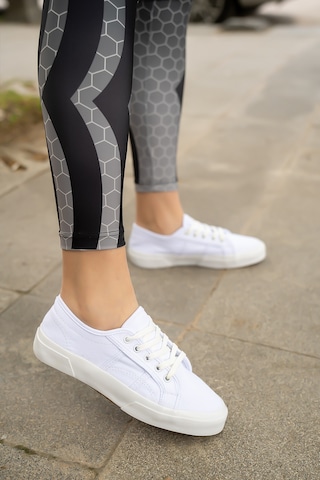 Kadın Keten Günlük Sneaker Beyaz