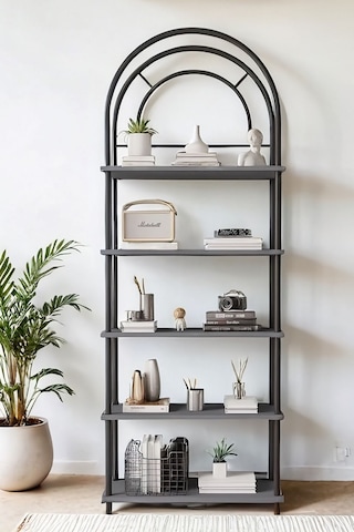 Çevir Kur Antrasit Bohem Kitaplık Çok Amaçlı, 5 Raflı, Dekoratif Dolap 199x71x29 Cm Antrasit