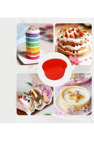 Ulzyvf Silikon Pişirme Tepsisi Mutfak Pişirme Mavi&kırmızı 4 Adet 10 İnç Kalıp Kabı Kırmızı - Mavi