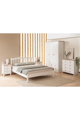 Nil Modern İnci Beyaz Çift Kişilik Karyola