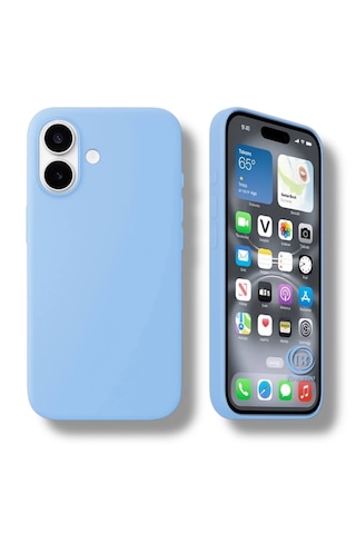 Apple Uyumlu iPhone 17 Kılıf Kamera Çıkıntılı Yumuşak Silikon İçi Kadife Lansman Kapak . Bebek Mavisi