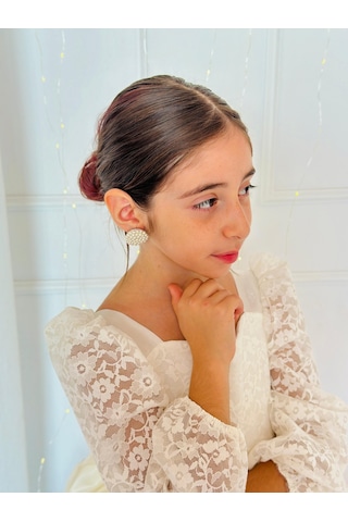 H L Y Karol Tasarım Manolya Krem Vintage Kız Bebek Elbisesi,özel Dikim Çocuk Elbisesi, Doğum Günü Elbisesi, 0-12 Yaş KREM