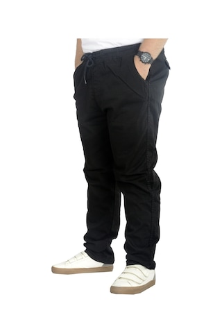 Mode Xl Büyük Beden Pantolon Keten Jogger Milano 21913 Siyah 001