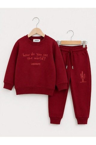 Eray Alp Kids Unisex Çocuk Bordo Eşofman Takımı Günlük Rahat Kombin
