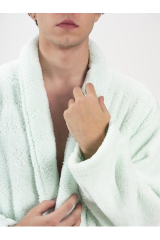 Welsoft Şalyaka Bornoz Mint Yeşili Peluş Sabahlık Mint Yeşili
