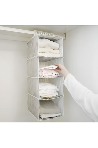 Alas Dolap İçi 4 Raflı Çok Katlı Dolap İçi Düzenleyici Organizer Gri