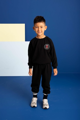 Erkek Çocuk B Nakışlı Alt Üst Pamuklu Takım 3-4 Yaş 8-9 Yaş Siyah
