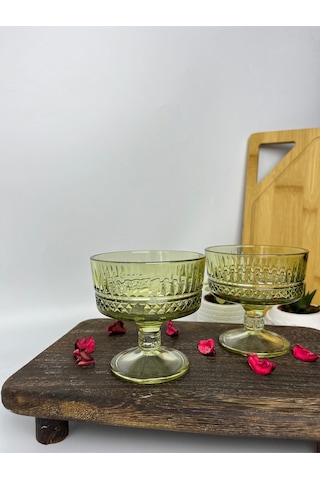Paşabahçe Elysia Ayaklı Kesme Kristal Dondurmalık Tatlı Sunum 6'lı Kase Seti 51749 Yeşil 250 Cc Şeffaf