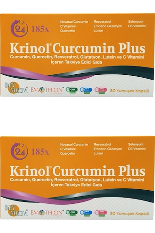 Krinol Curcumin Plus - Quercetin C Vitamini - 30 Kapsül - 2 Kutu