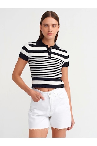 Quzu Denim Kadın Şort-Beyaz