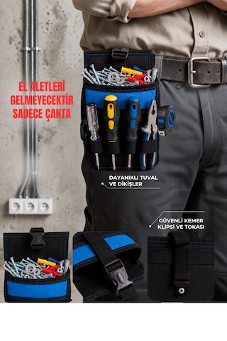 Bel Tipi Alet Çantası Hırdavat Çantası Çivi Vida Dübel Kesesi Çok Fonksiyonlu Organizer 13cmx22cmx7cm
