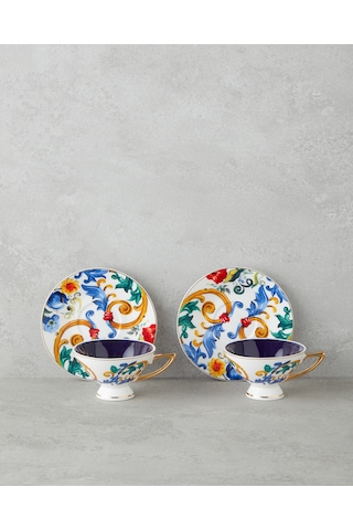 English Home Azalia New Bone China 4 Parça 2 Kişilik Kahve Fincan Takımı 90 Ml Renkli Renkli