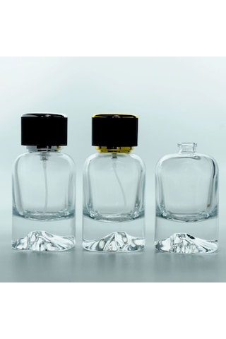 20 Adet Boş Cam Parfüm Şişe, 50 Ml, Kare Mount Dağ Model, Şeffaf, Geçmeli, Bk