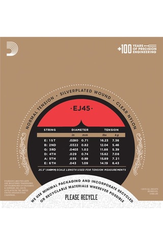 D'addario Ej45 Pro-Arté Nylon. Normal Tension Takım Tel Klasik Gi
