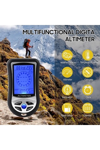 Novahub Abs Malzeme, Yükseklik Barometre Ölçümü, 8 Yönlü Pusula, Sıcaklık, Aaa Pil Dijital Metre