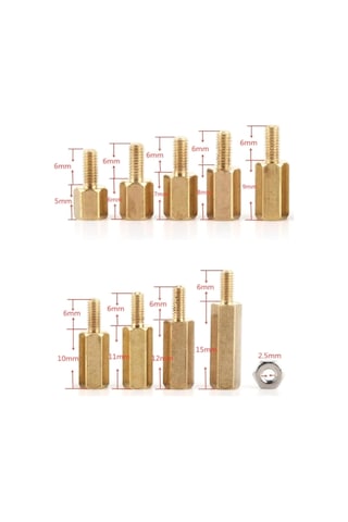 360pcs Hex Pirinç Standoff M2.5 Erkek-female Dişli Ara Ara Standoff Anakartı Vidalı Fındık Sütunu