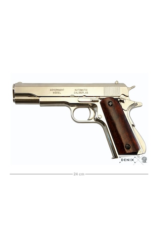 Denix Dekoratif Replika Otomatik 45 Kalibre Gümüş M1911a1 Tabanca