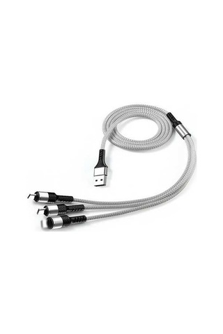 Sandwich 1.2m Gümüş 3'lü Usb Şarj Kablosu Lightning/type-c/micro Usb Uyumlu 3a Hızlı Şarj