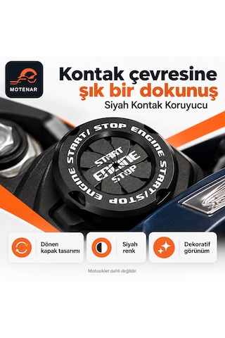 Motenar Siyah Motosiklet Kontak Koruyucu Dönen Kapak
